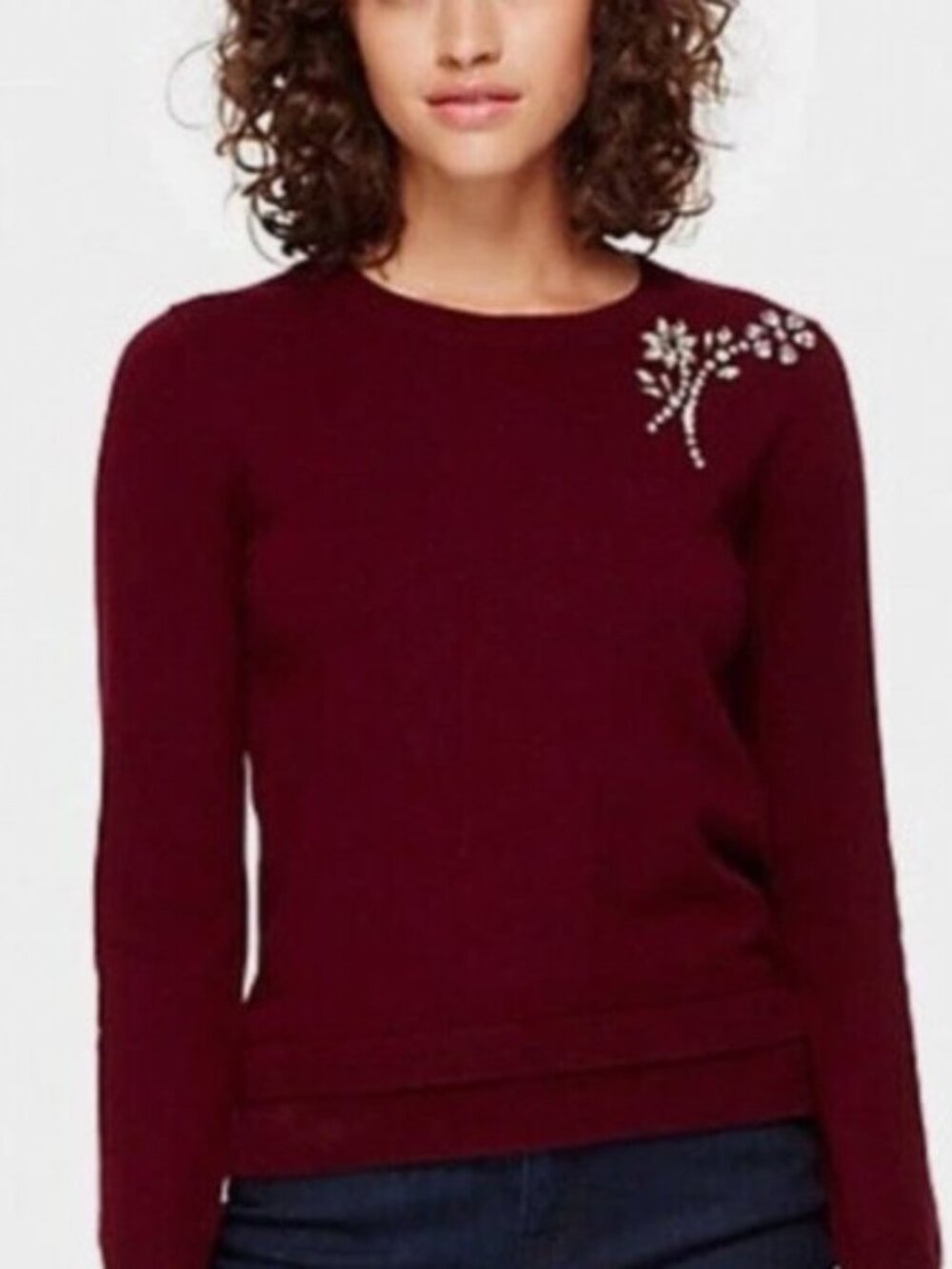 Kate Spade Deep Burgundy Sweater with Gold Embellishments